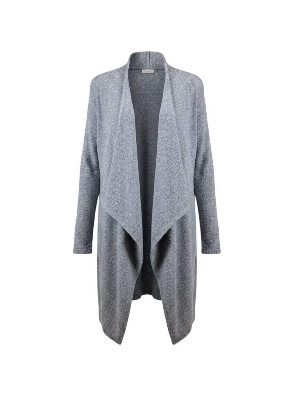 Barefoot Dreams light grey/blue knit cardigan with draped waterfall front size 1